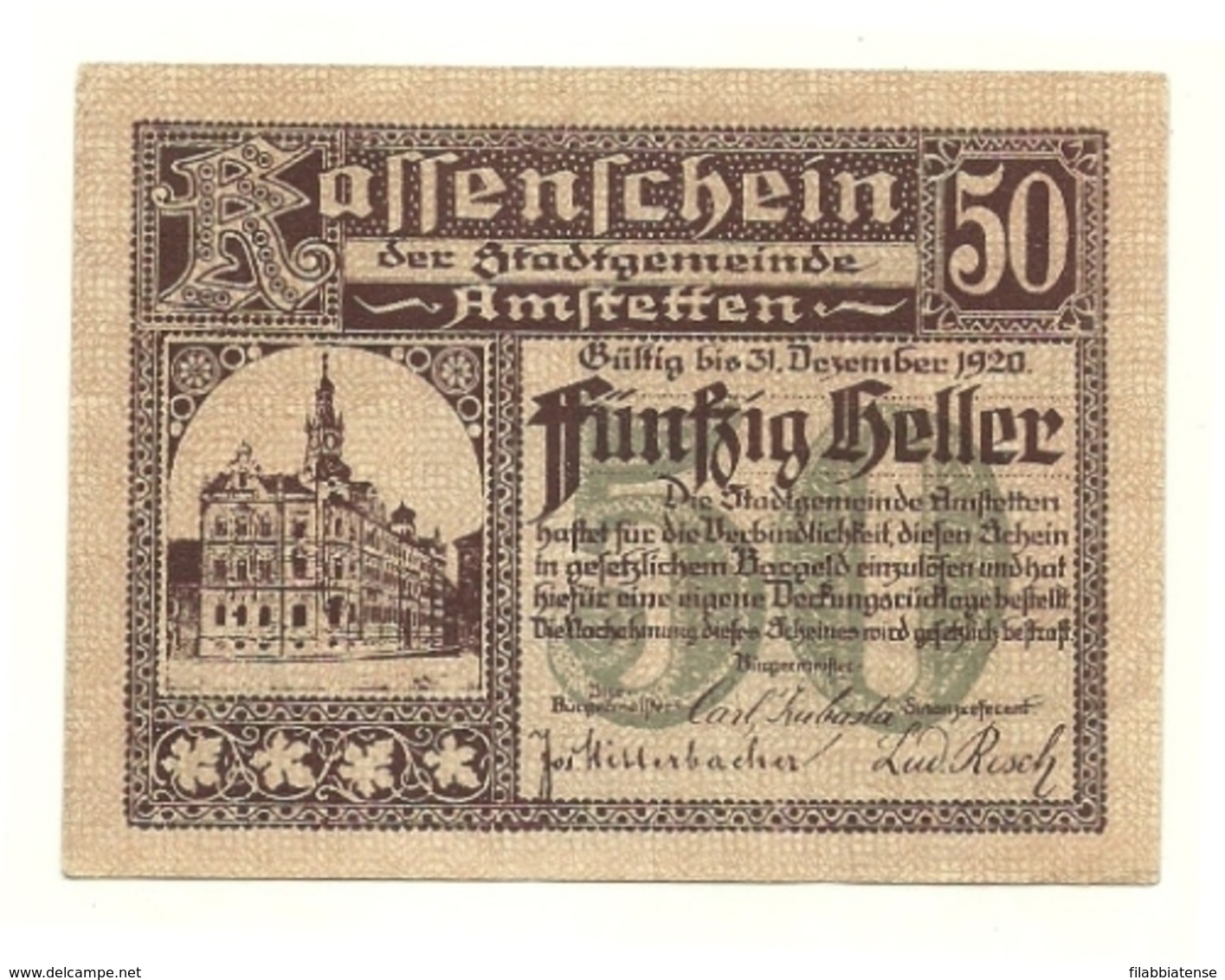 1920 - Austria - Amstetten Notgeld N70   ----- - Austria