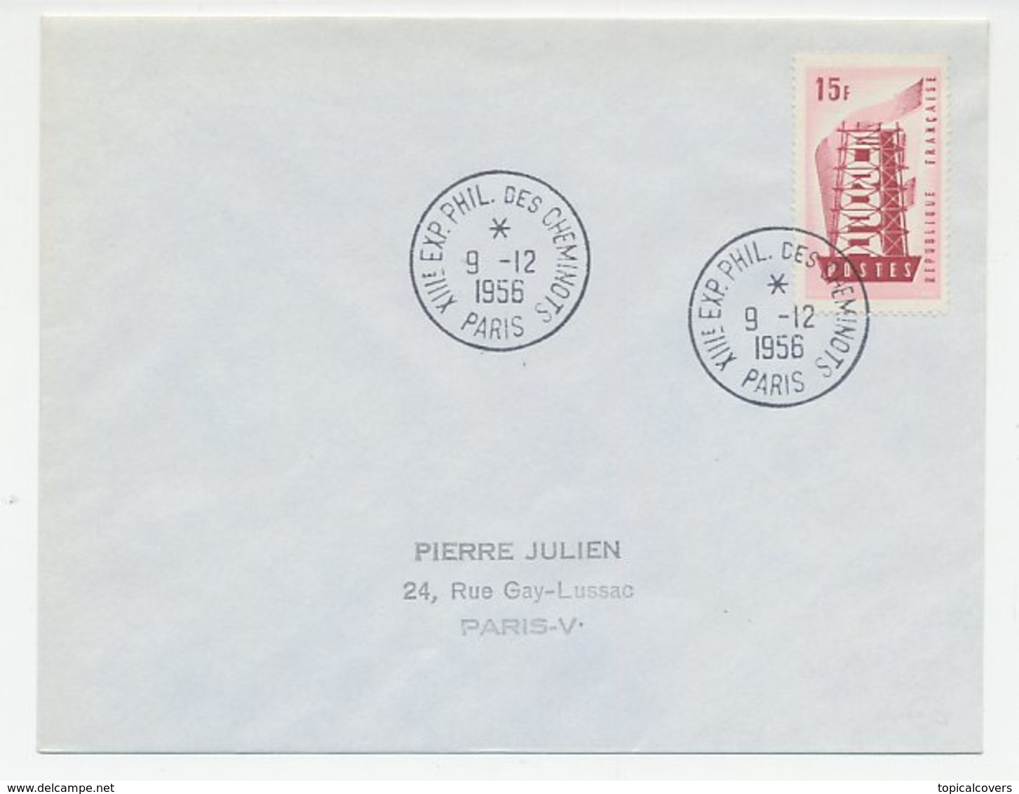 Cover / Postmark France 1956 Trainworkers - Philatelic Exhibition - Treinen