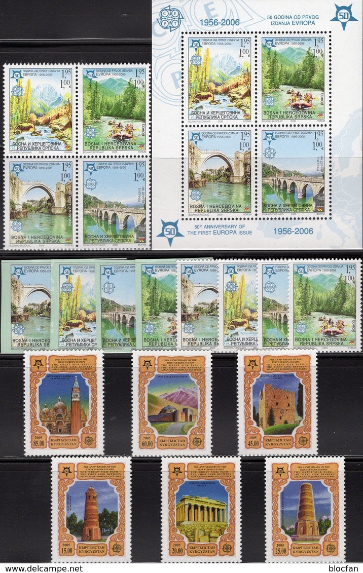 50 Years EUROPA Kirgisien 449/4,Bosna 339/2A/B,VB+Block 13 ** 115€ Minarett Basilika Venezia Bloc Ss Sheets Bf CEPT - Kyrgyzstan