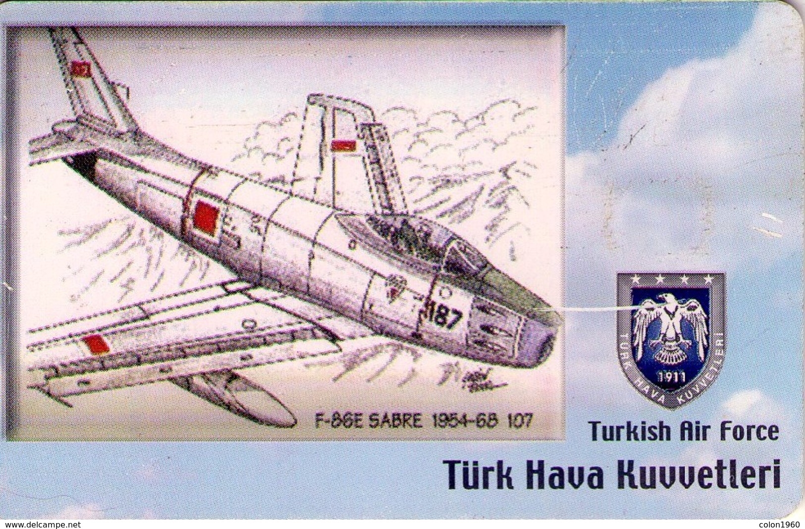 TURQUIA, AVION. (CHIP) TURKISH AIR FORCE, F-86E SABRE 1952-66. TR-TT-C-0162. (128) - Aviones