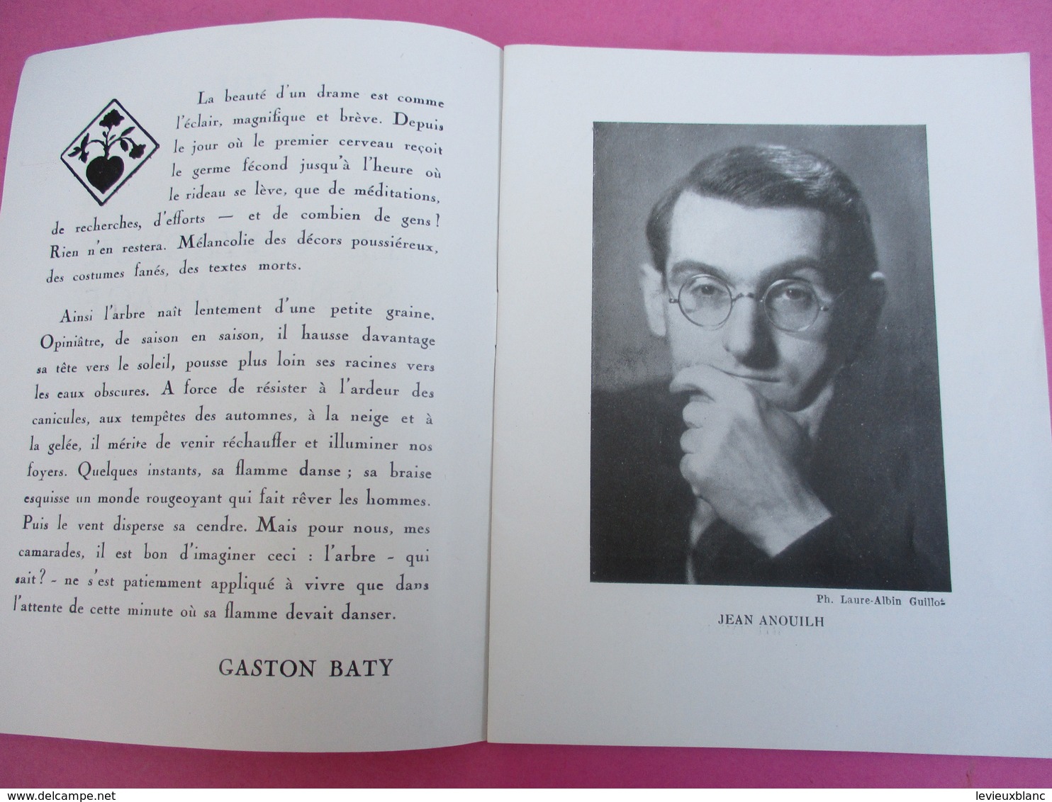 Théâtre MONTPARNASSE Gaston BATY/ Le Voyageur Sans Bagage/Anouilh/ Michel VITOLD/ Saison 1950-1951   PROG175 - Programma's