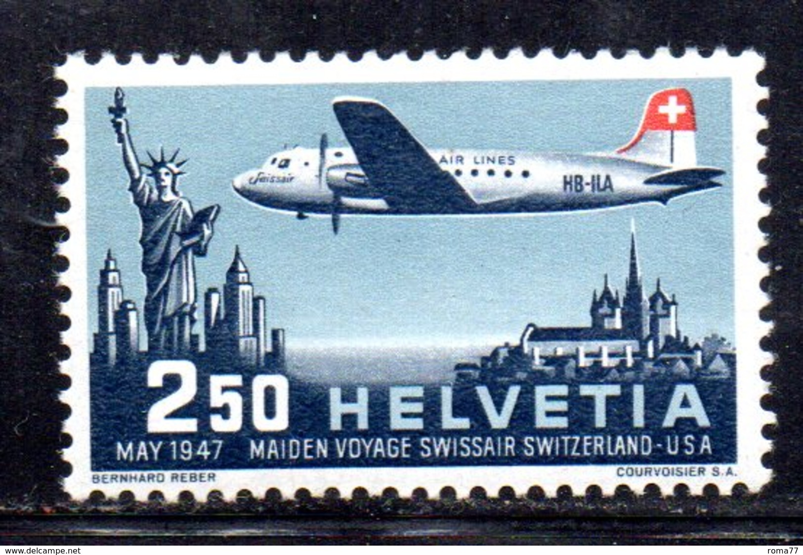 505/1500 - SVIZZERA 1947 , Posta Aerea Unificaton. 41 Con Gomma Integra  ***  MNH - Nuovi