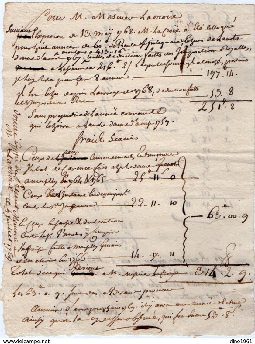 VP12.981 - Cachet Généralité - LA ROCHELLE 1764 - Lot de Documents concernant Mr LACROIX