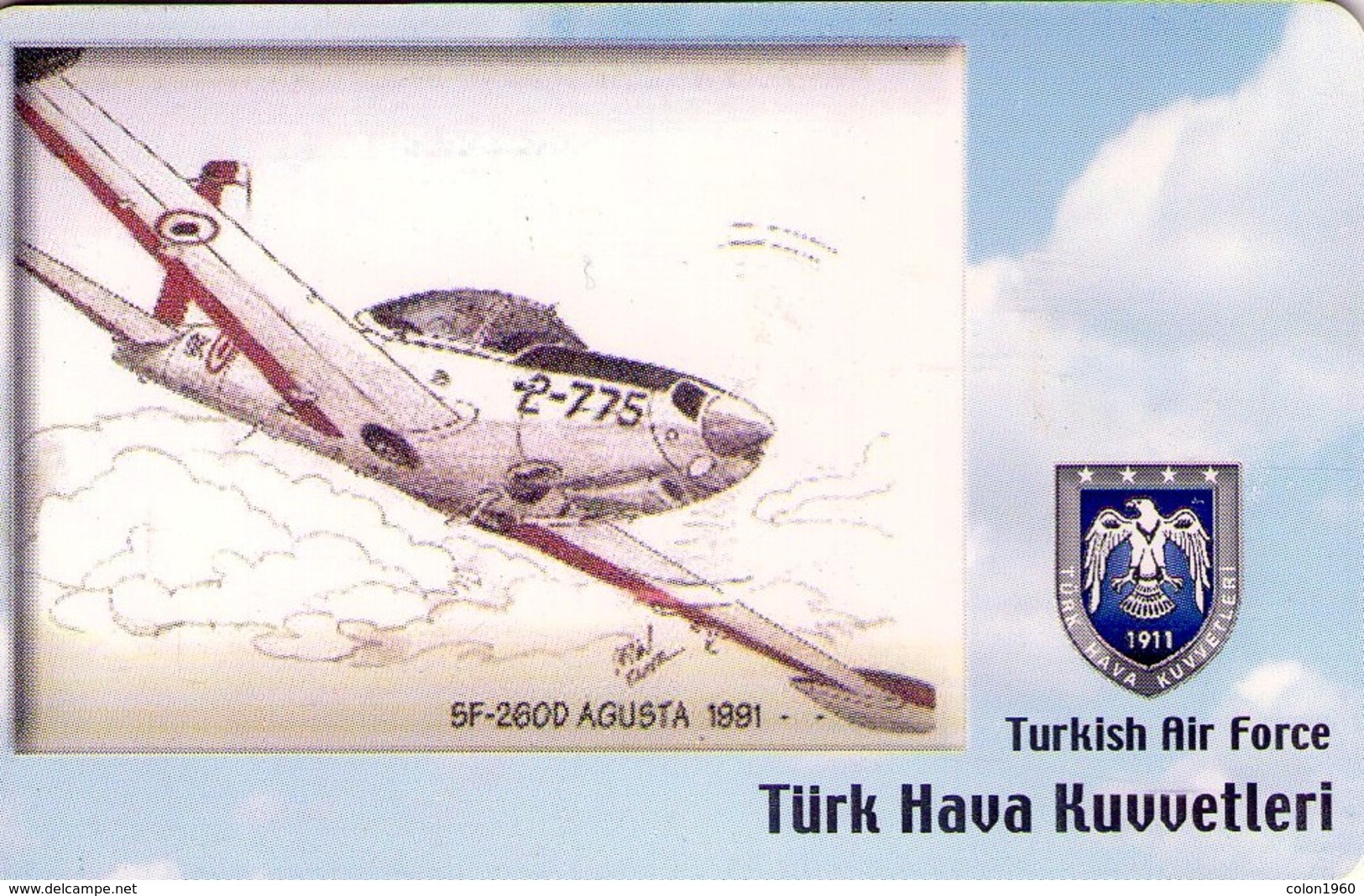 TARJETA TELEFONICA DE TURQUIA, AVIONES. (CHIP) TURKISH AIR FORCE, SF-260D AGUSTA 1991-.., TR-TT-C-0197A (109) - Avions