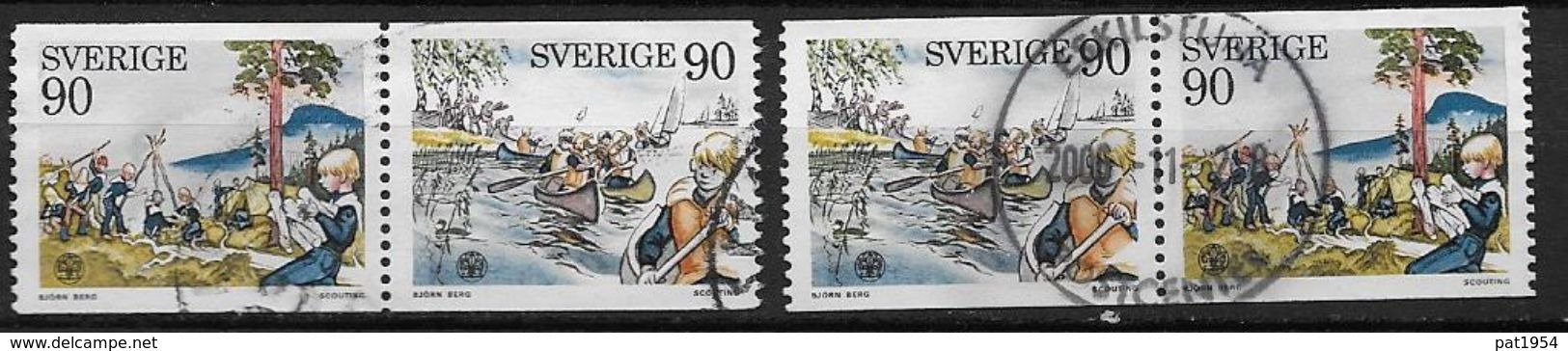 Suède 1975 N°900a/901a Paires Oblitérées Scouts Jamboree Interenational - Oblitérés