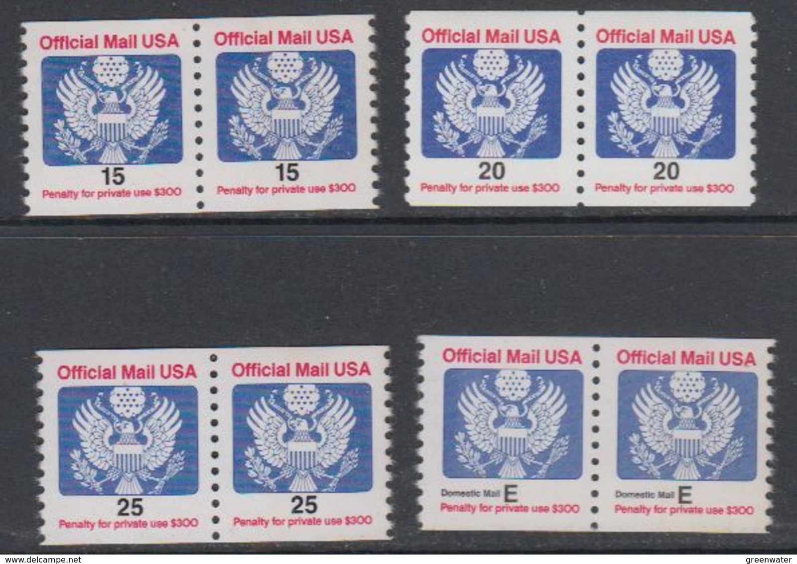 USA Official Mail 4v (pair) ** Mnh (40747E) - Dienstzegels