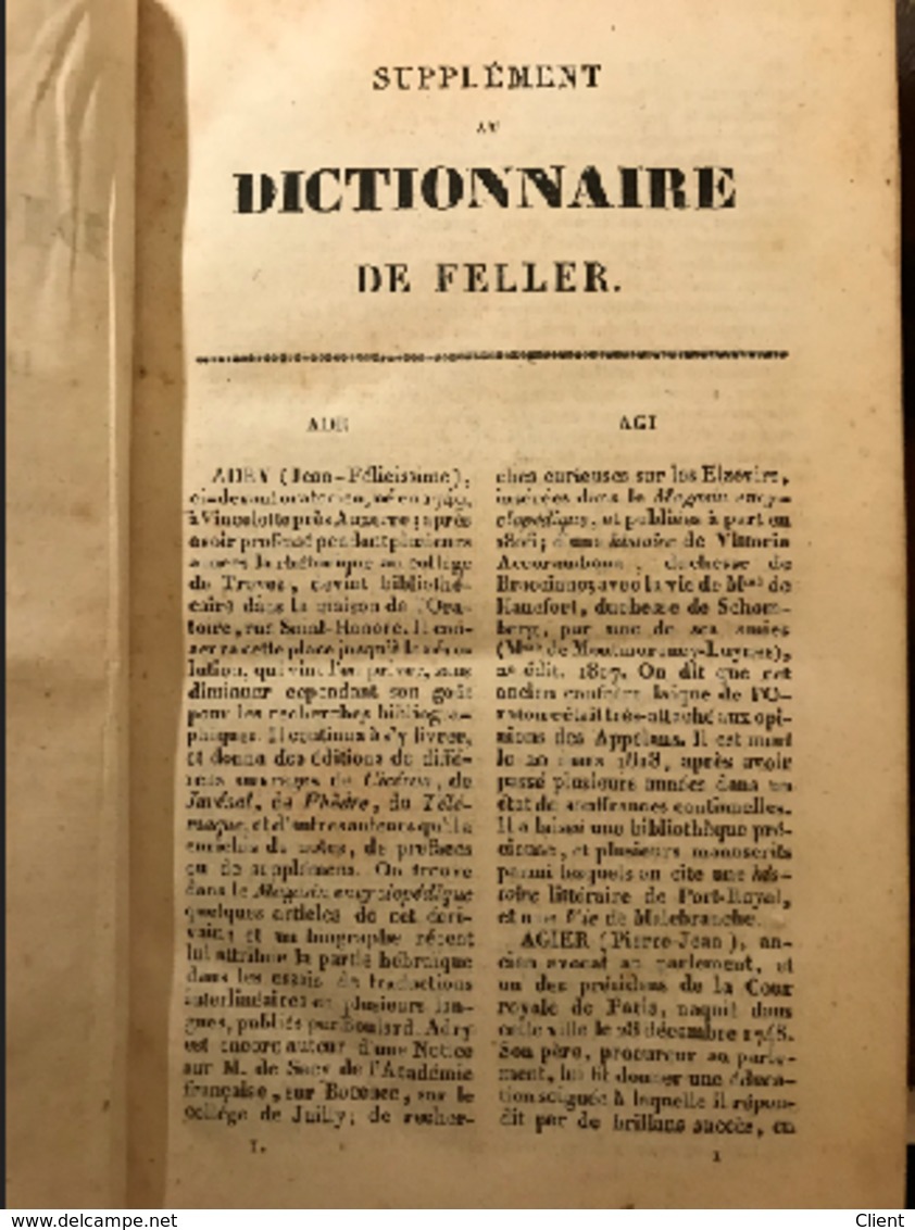 FRANCE - 5 LIvres DICTIONNAIRE HISTORIQUE ABBE FELLER - 10/11/12 et Supplement 1 et 2