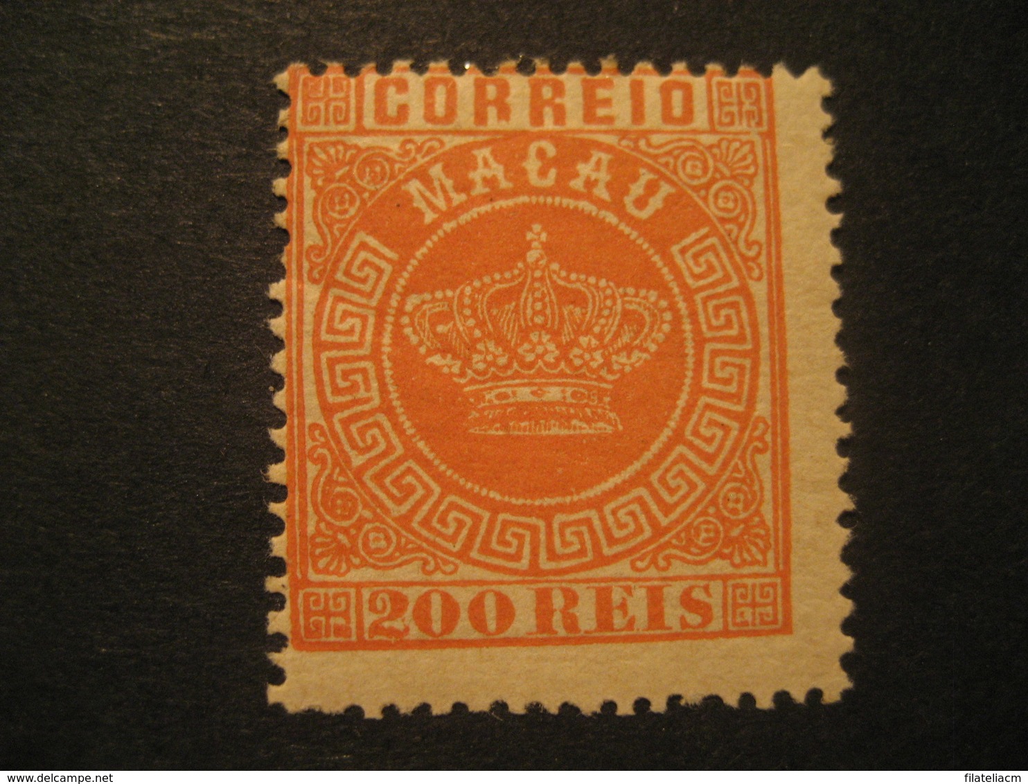 200 Reis 1884 MACAU Yvert 8 (Perf 13 1/2 Cat Year 2008: 35 Eur) Mark Sign On Back Stamp Macao Portugal China Area - Neufs
