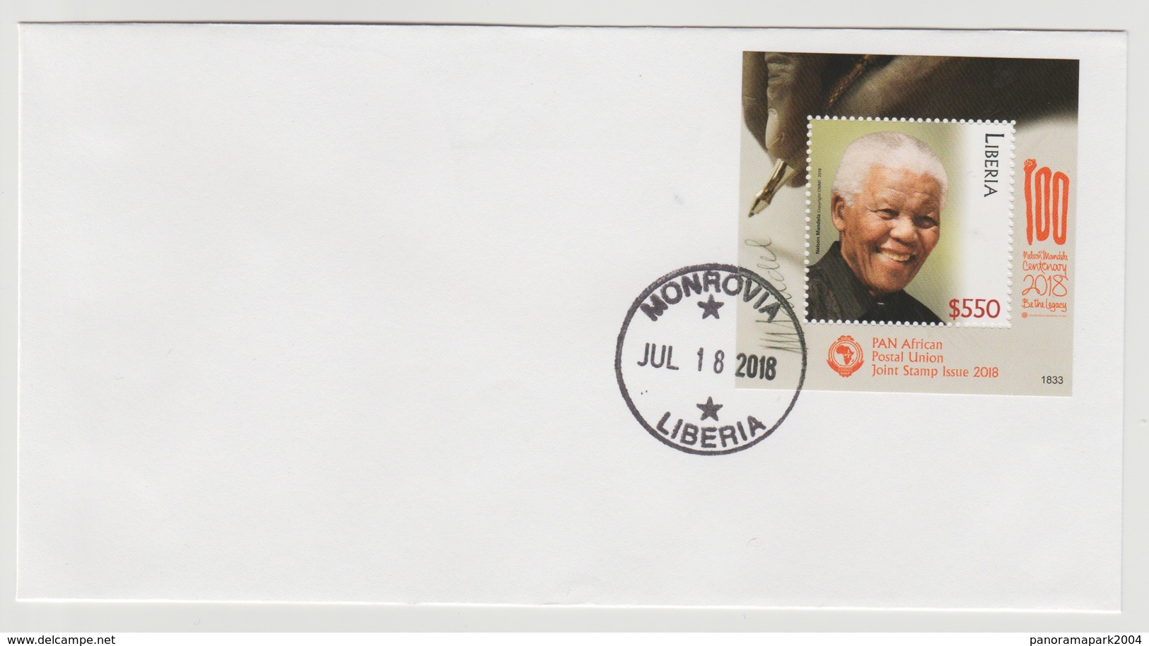 Liberia 2018 Mi. ? FDC S/S Joint Issue PAN African Postal Union Nelson Mandela Madiba 100 Years - Liberia