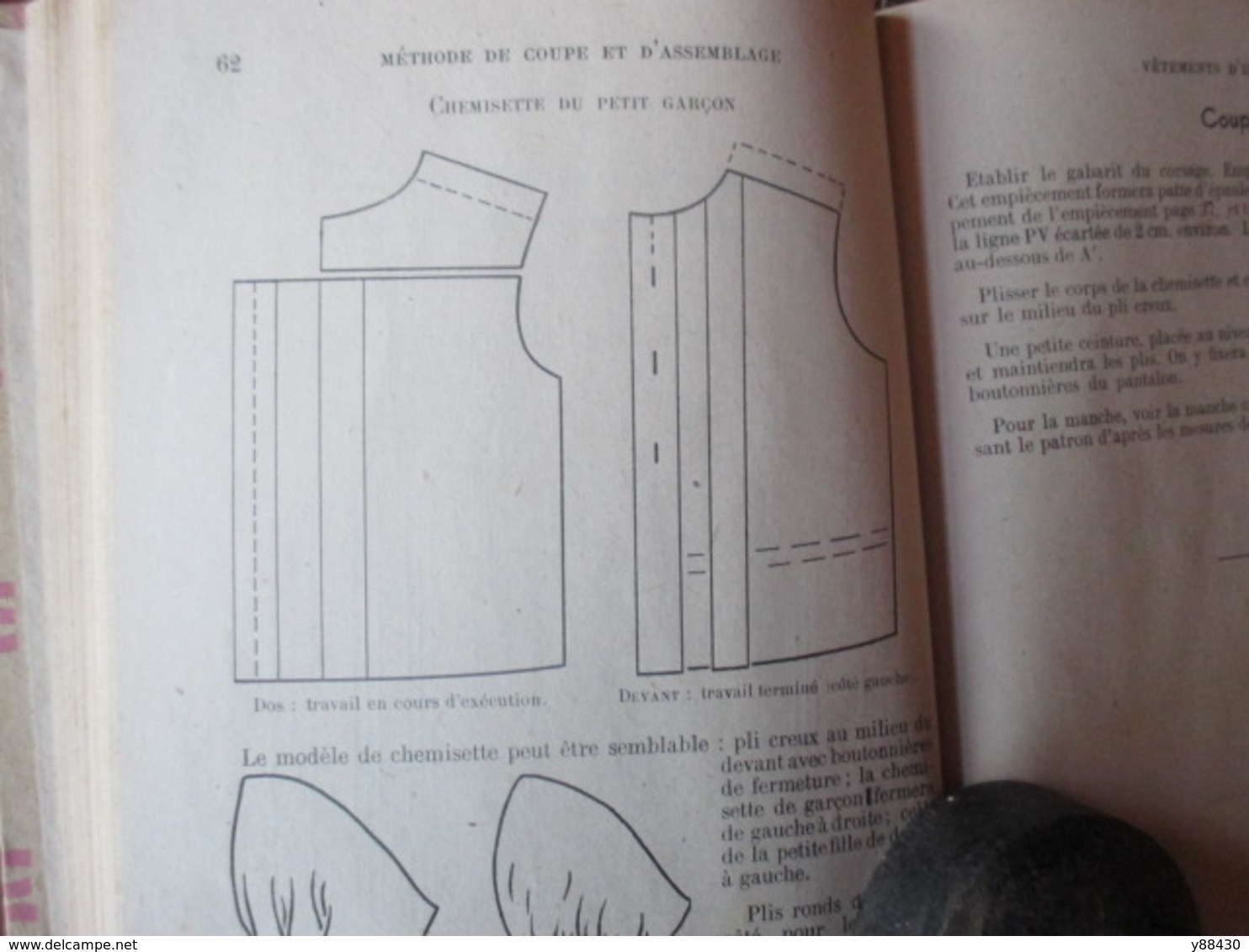 METHODE DE COUPE ET D'ASSEMBLAGE de vêtements - livre de 1948 - par Melle C. CHAPUT - 154 pages - 25 photos