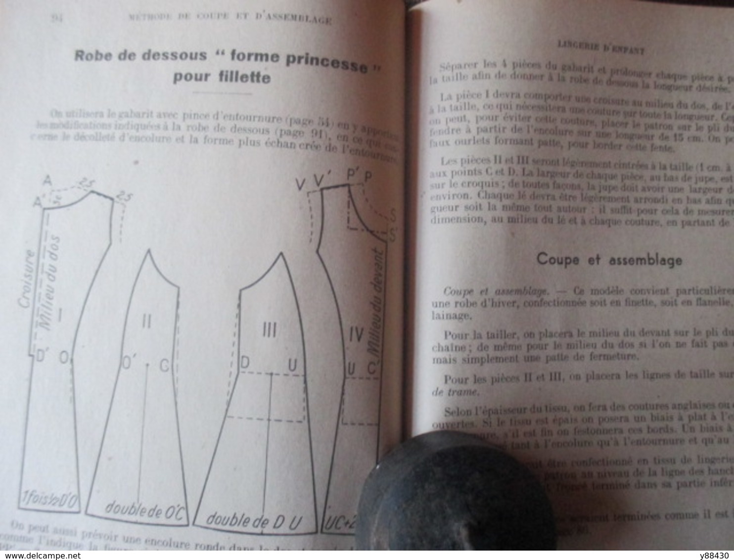 METHODE DE COUPE ET D'ASSEMBLAGE de vêtements - livre de 1948 - par Melle C. CHAPUT - 154 pages - 25 photos