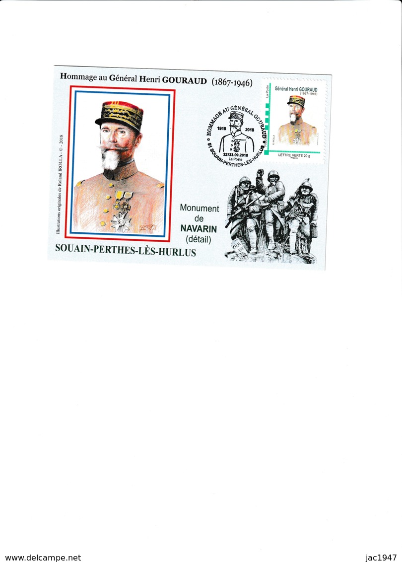 Carte Philatélique "hommage Au Général Gouraud". Guerre 1914-1918.dessin De R.Irolla - Other & Unclassified