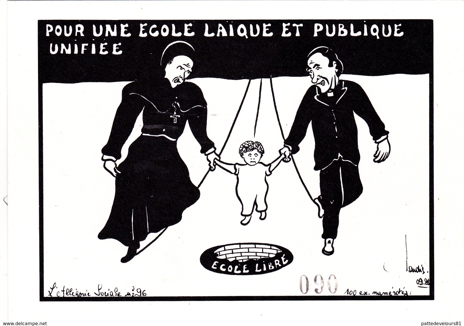 CPSM Ecole Laïque Et Publique Laïcité Anti Clérical Anti Religieux Tirage Limité Illustrateur LARDIE - Lardie