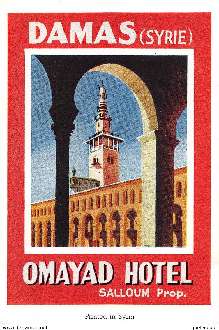 D8592 " OMAYAD  HOTEL - DAMAS (SYRIE) " ETICHETTA ORIGINALE - ORIGINAL LABEL - Adesivi Di Alberghi