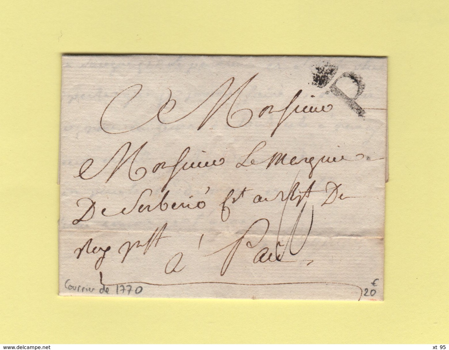 Paris - P Couronne - Courrier De 1770 - 1701-1800: Precursors XVIII