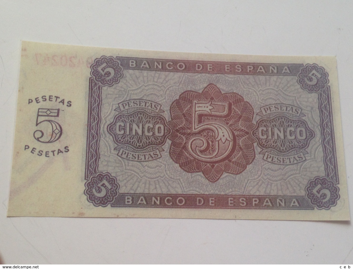 Billete 5 Pesetas. 1938. Burgos. Estado Español. Guerra Civil. Facsimil. Sin Circular - 5 Pesetas