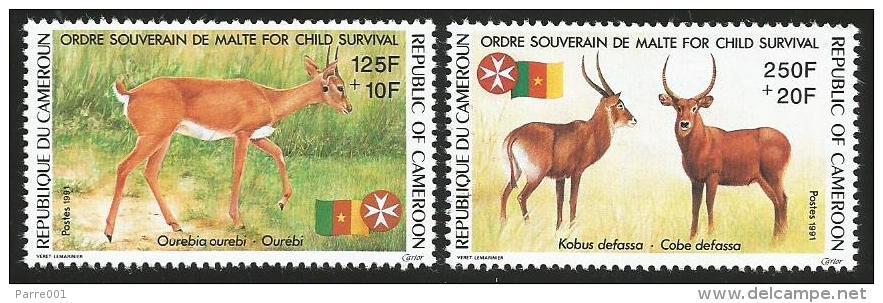 Cameroun Cameroon 1991 SMOM Fauna Antilopes Yv841/2 Mi 1175/6 Mint Neuf Set - Kameroen (1960-...)