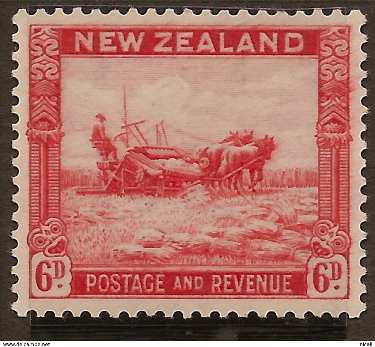 NZ 1935 6d Harvesting SG 585 HM #IR34 - Neufs