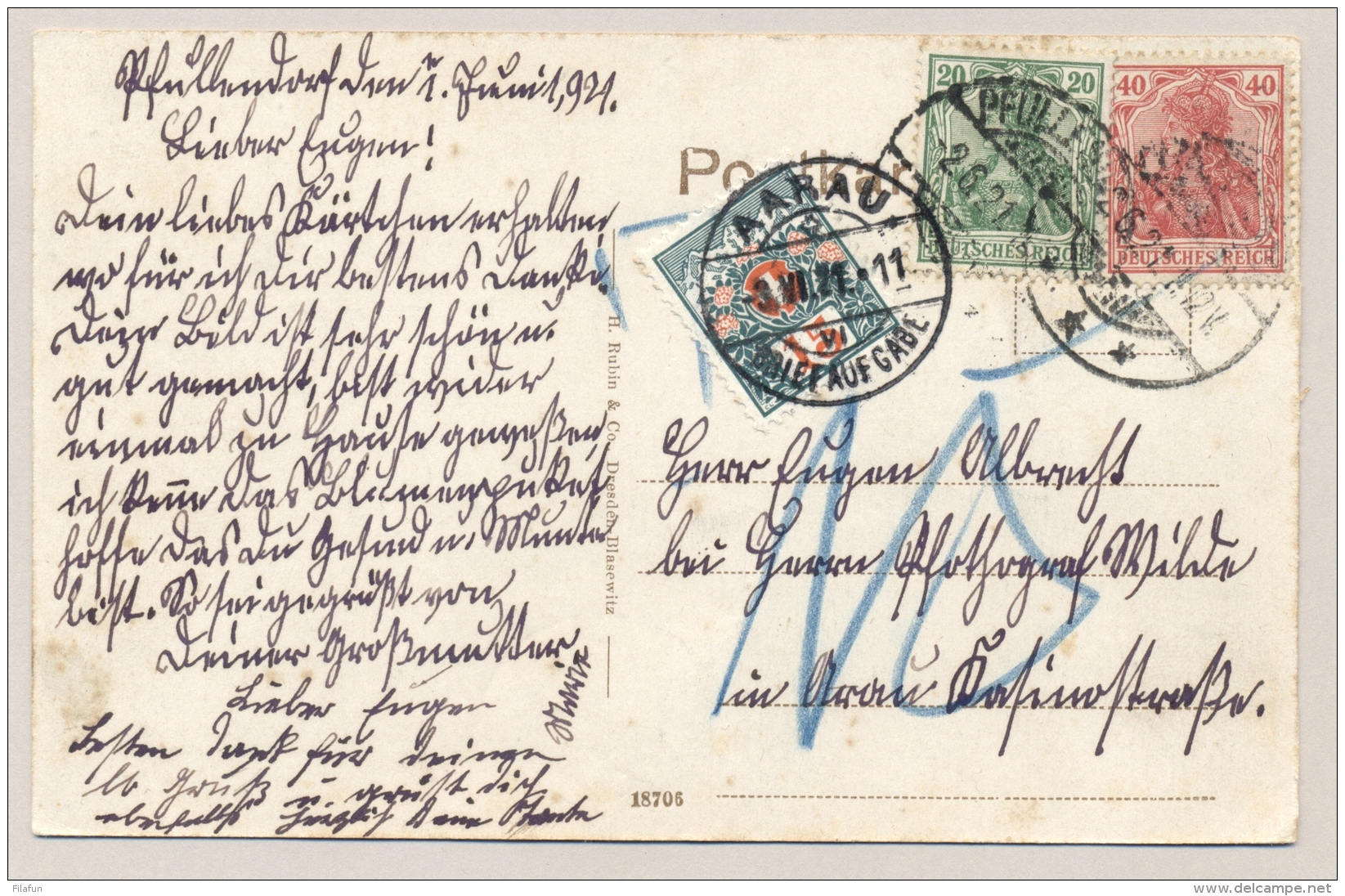 Schweiz - 1921 - 15c Portomarke On Postkarte From Pfullendorf /Deutschland To Aarau - Strafportzegels