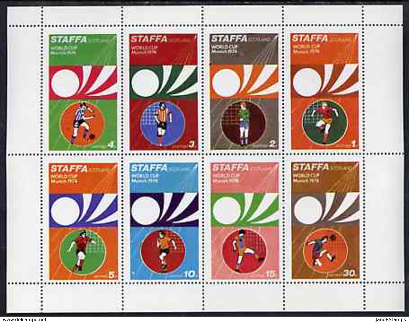 Staffa 1974 Football World Cup Perf Sheetlet Containing Set Of 8 Values Unmounted Mint SPORT - Local Issues