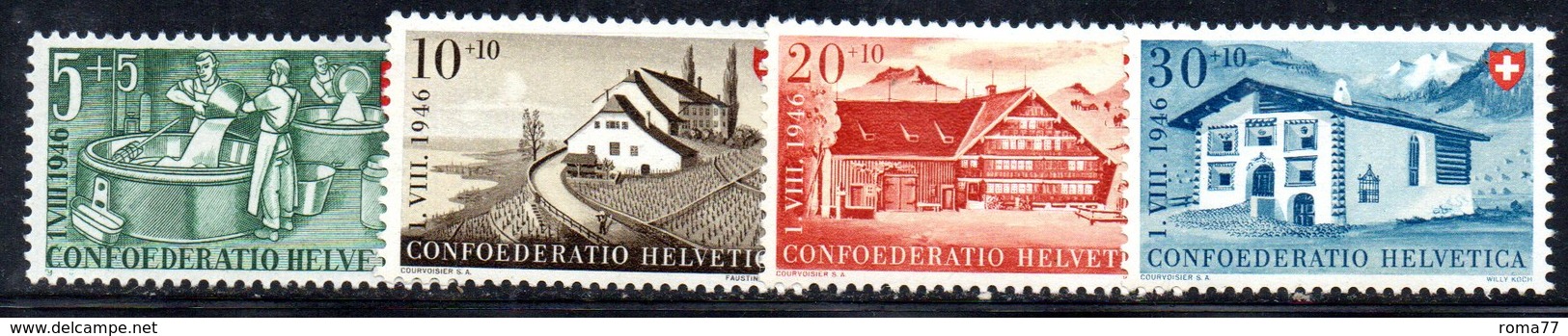 517/1500 - SVIZZERA 1946, Unificato N. 428/431 Con Gomma Integra ***  MNH Pro Patria - Nuovi