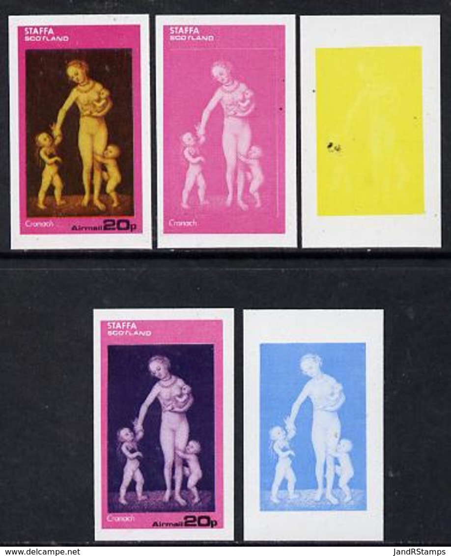 Staffa 1974 Paintings Of Nudes  20p (Cranach) Set Of 5 Imperf Progressive Colour Proofs Comprising 3 Individual Colours - Emissions Locales