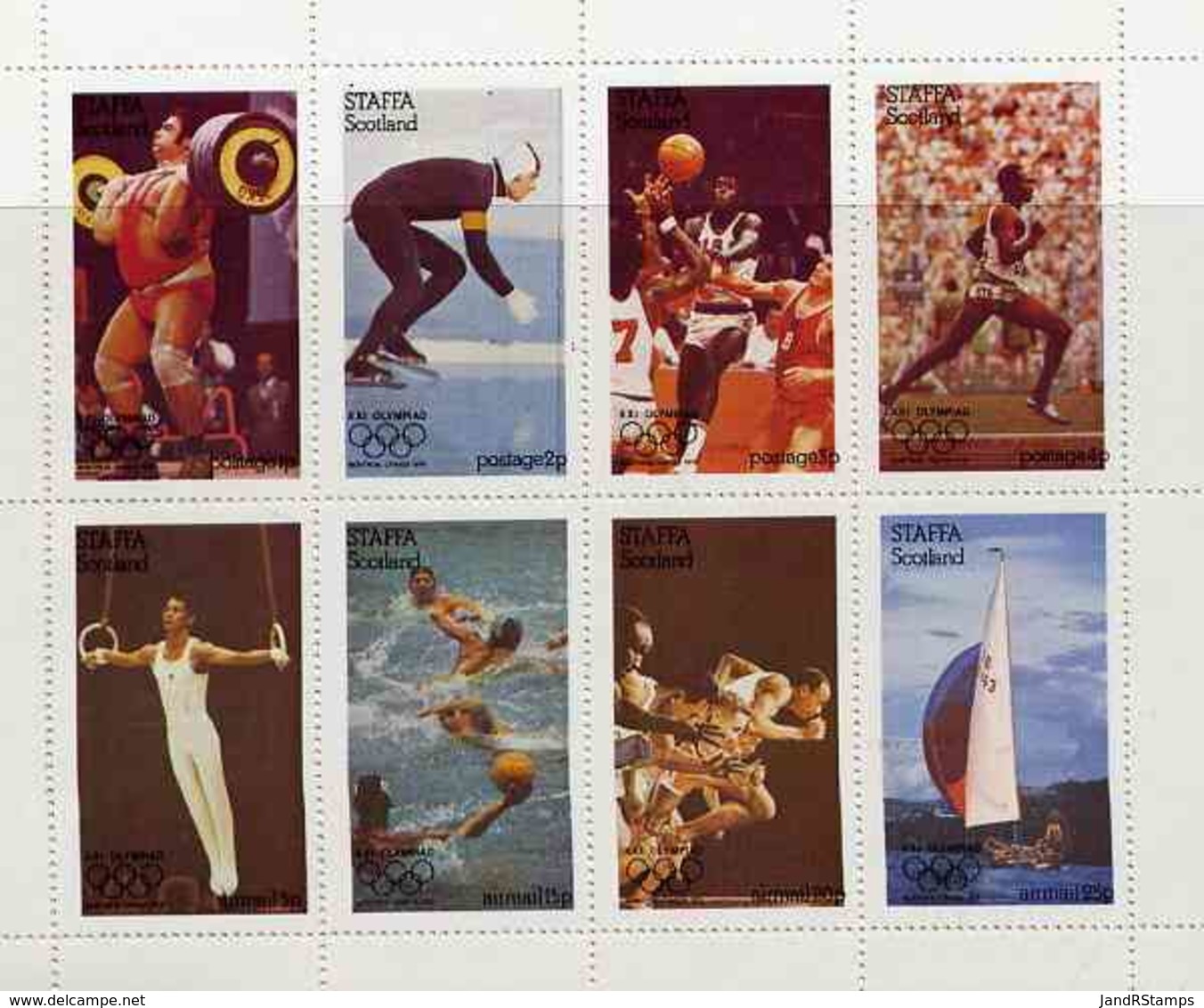 Staffa 1976 Montreal Olympic Games WEIGHTLIFTING ICE SKATING BASKETBALL RUNNING GYMNASTICS WATER POLO SAILING U/M - Local Issues