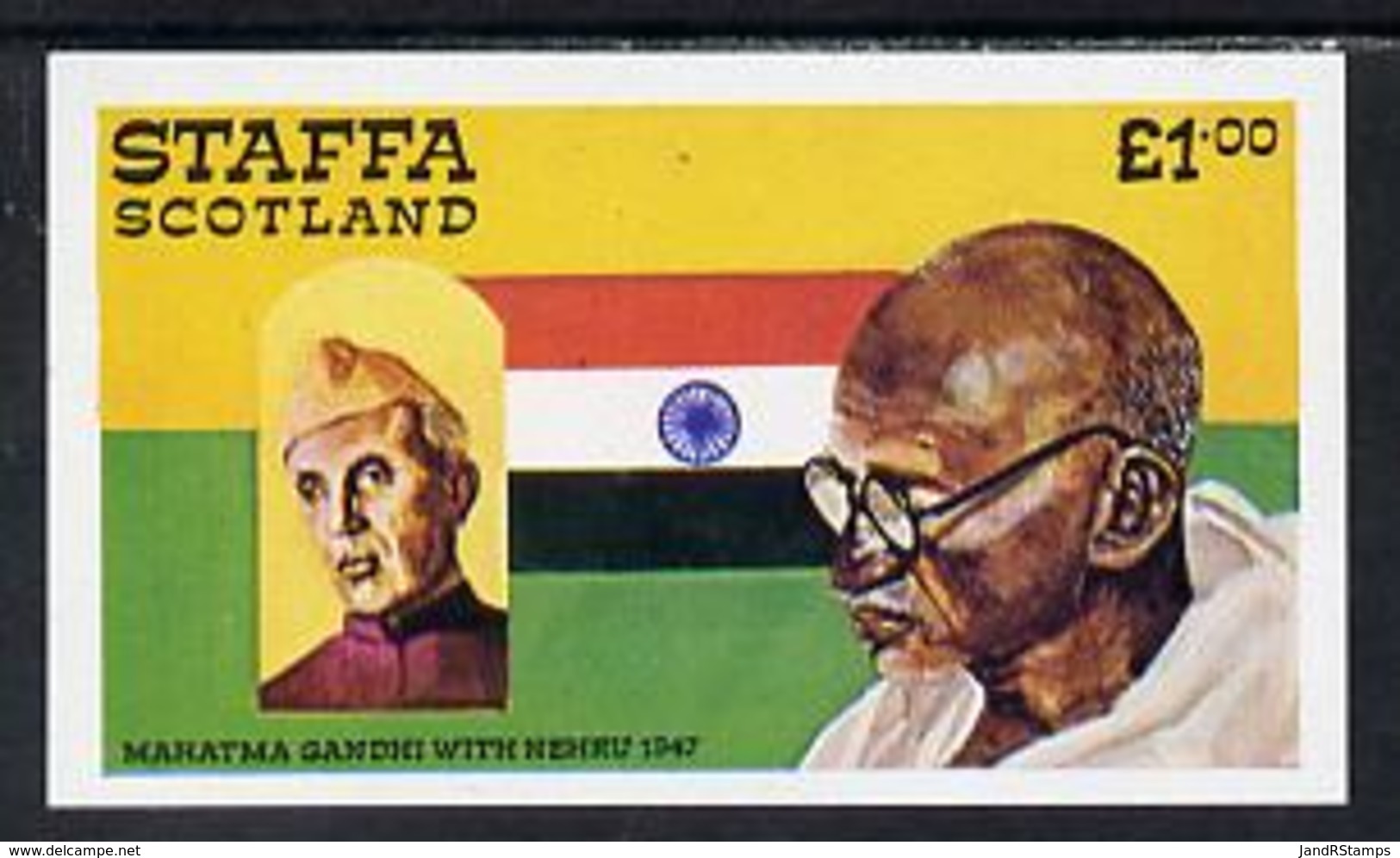 Staffa 1979 Gandhi Imperf Souvenir Sheet (�1 Value) Unmounted Mint PERSONALITIES FLAGS GANDHI LAW - Ortsausgaben