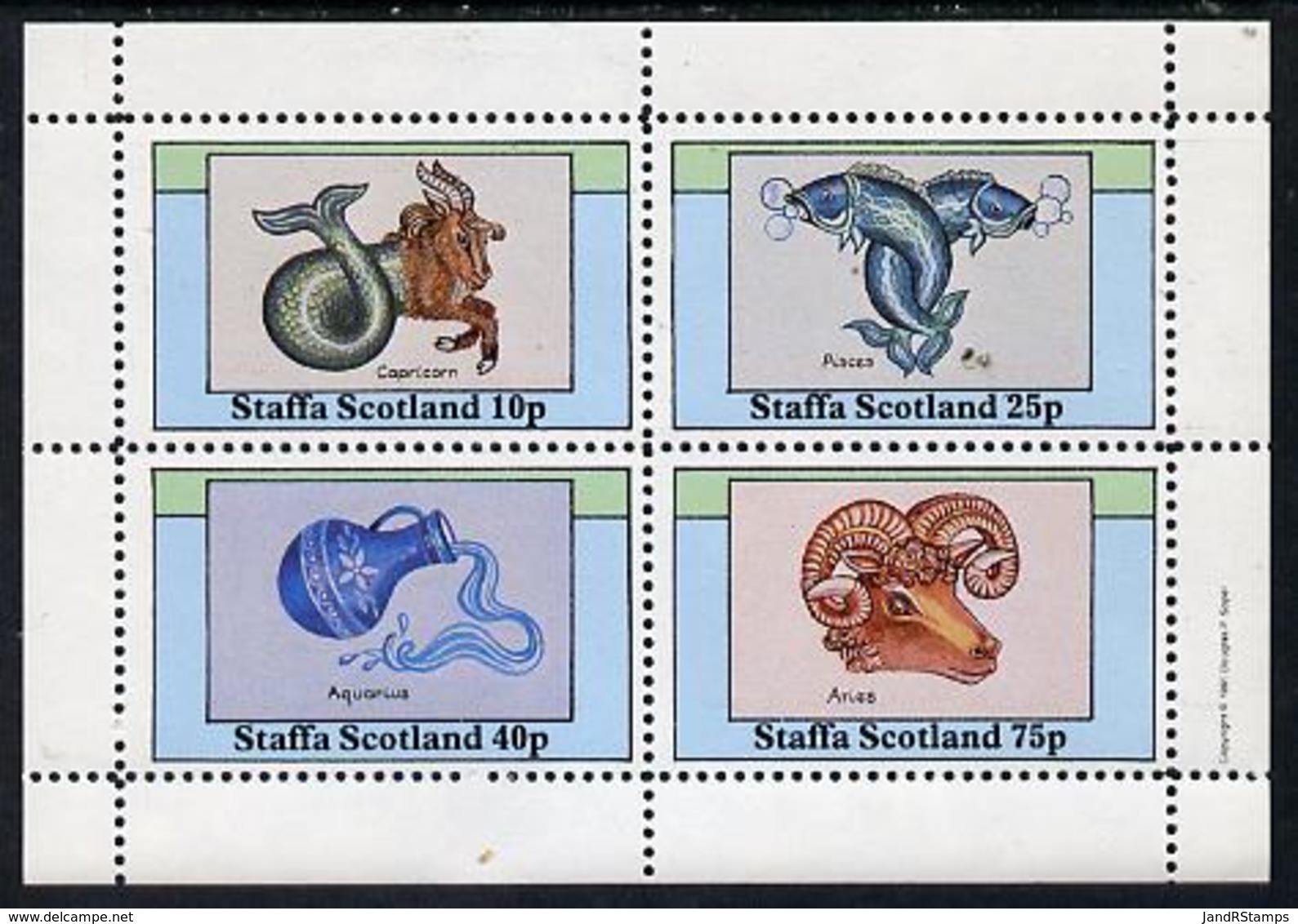 Staffa 1981 Signs Of The Zodiac (Capricorn, Pisces, Aquarius & Aries) Perf Set SPACE ASTROLOGY ASTRONOMY U/m - Ortsausgaben