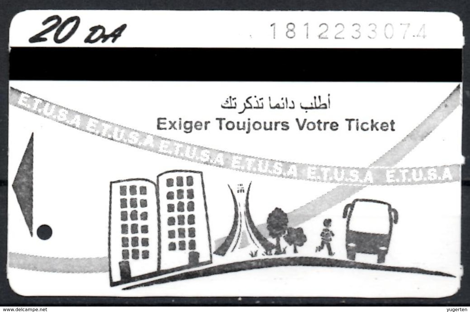 1 Ticket Transport Algeria Bus Algiers Alger - Biglietto Dell'autobus - Black Noir 1 Billete De Autobús - 1 Busticket - Wereld