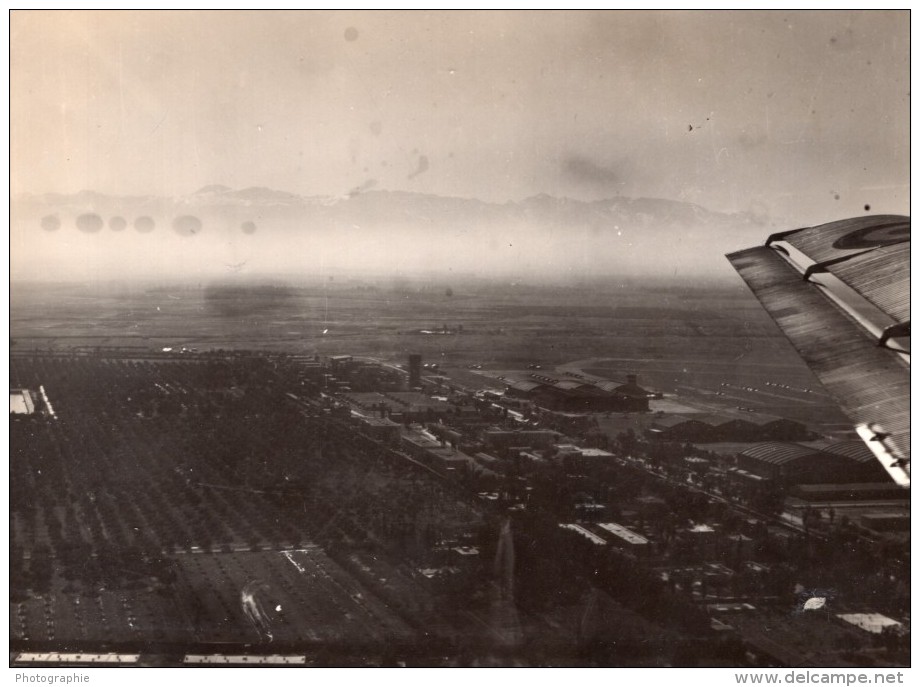 Maroc Aéroport De Marrakech-Ménara Et Jardins Vue Aerienne Ancienne Photo 1940's - Africa