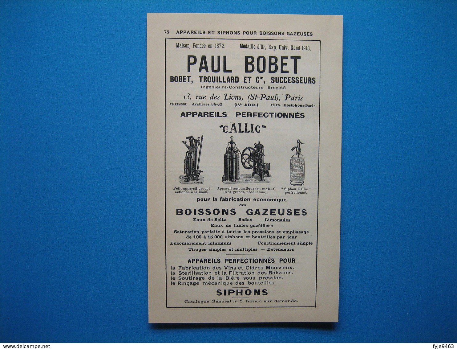 (1914) Appareils Pour Soudage, Brasage - LÉON GUILBERT - à Paris --- Siphons Pour Boissons Gazeuses PAUL BOBET à Paris - Publicités