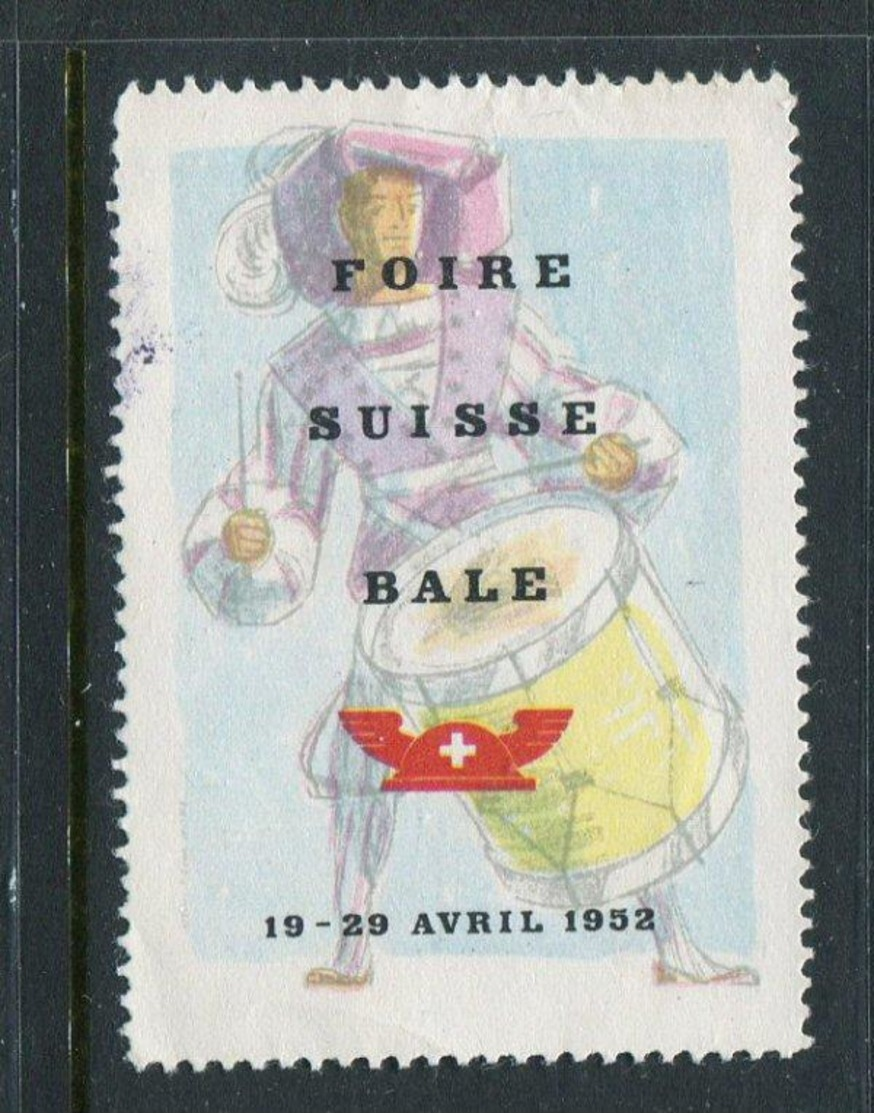 1952 Foire Suisse Bale Reklamemarke Poster Stamp Vignette  Hinged 1 3/4 X 2 3/8" - Cinderellas