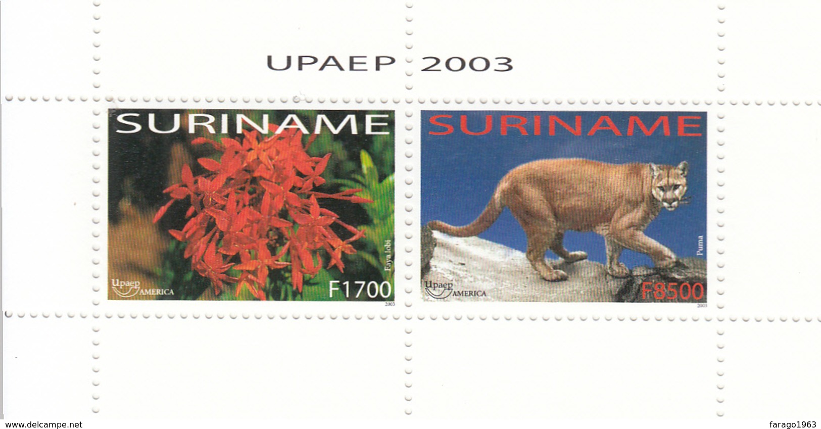 2003 Surinam Flora Fauna Cats Flowers Fleurs Complete MNH - Surinam