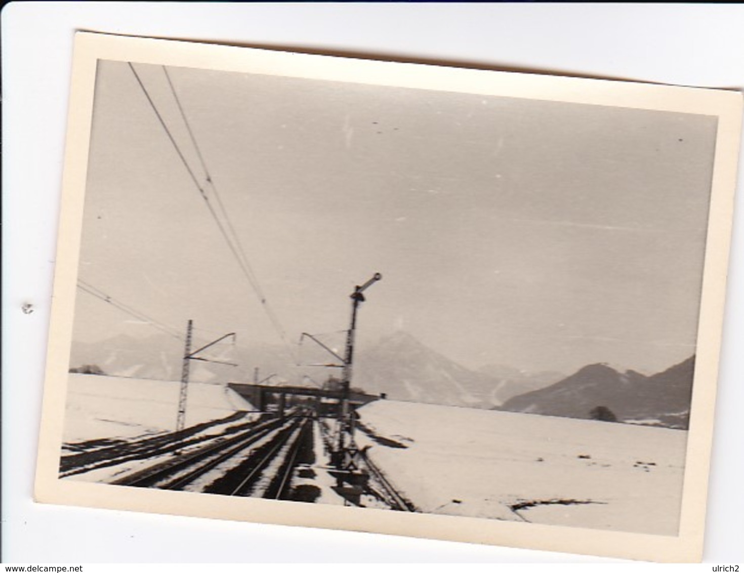 Foto Bahnstrecke In Den Bergen Im Winter - Signale - Ca. 1940 - 9*6cm (36648) - Eisenbahnen