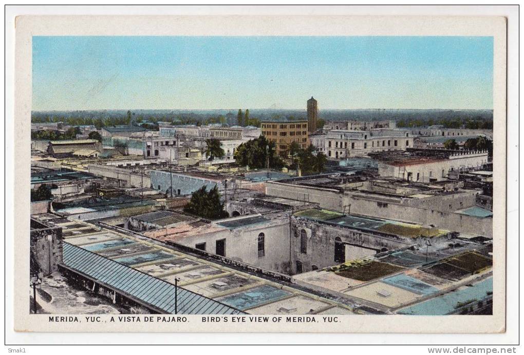 AMERICA MEXICO MERIDA BIRD'S EYE VIEW OF MERIDA OLD POSTCARD - Mexique