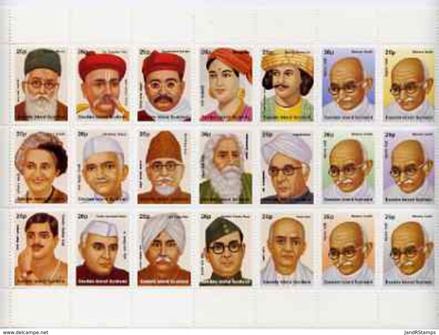 Easdale 1997 50th Anniversary Of Indian Independence Perf Sheet Containing 21 Values (showing Indian Politicians Incl Ga - Local Issues