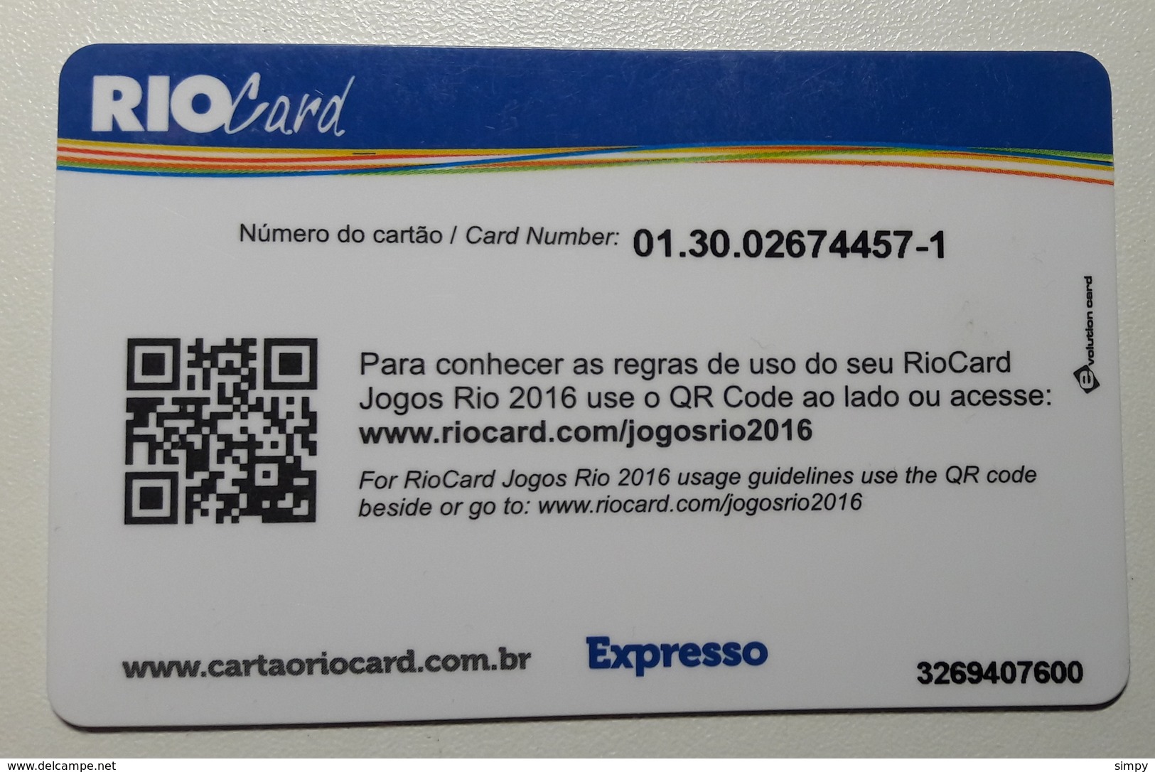 Bus Metro Train Boat Olympic Games  Rio 2016 Brasil Used Ticket Plastic Card - Other & Unclassified