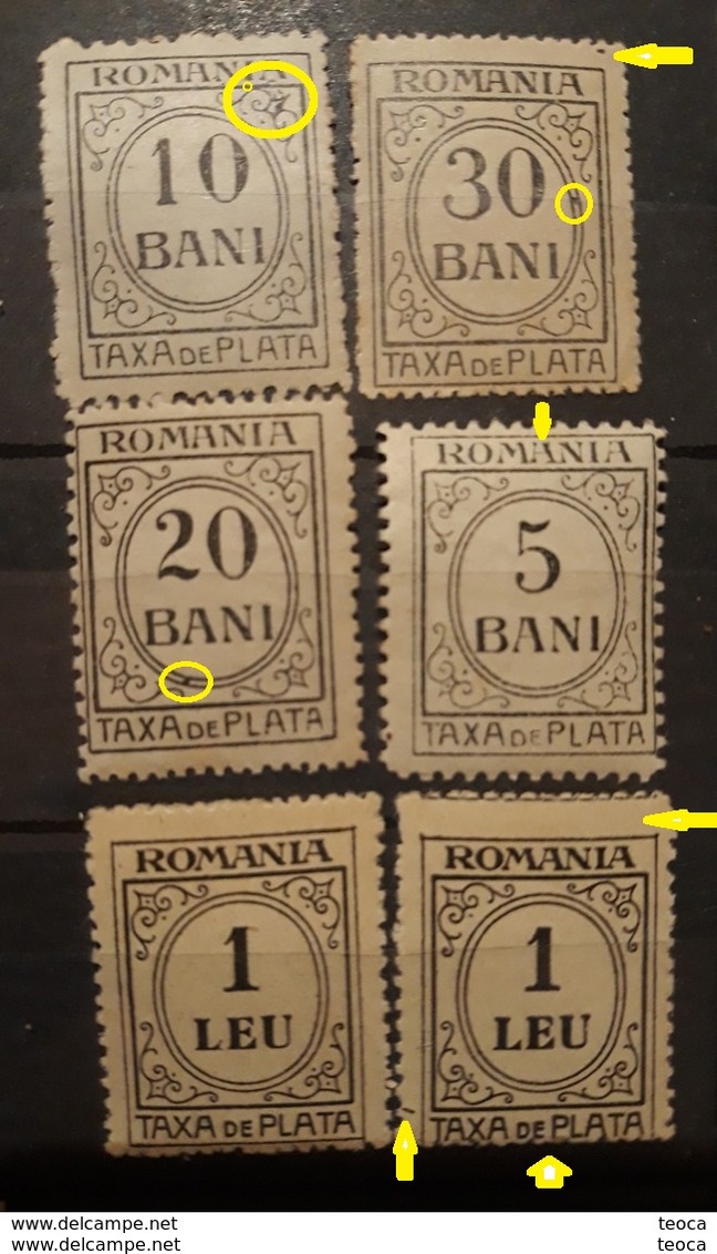 Error STAMPS REVENUE Stamp Romania 1918-20,,,fiscal Stamps, Taxa De Plata ,lot 6 Stamps,unused - Ungebraucht
