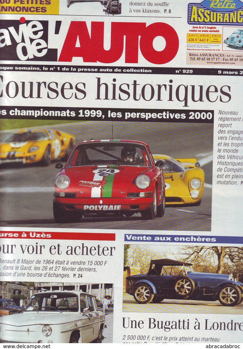 La Vie De L'auto 929 - 9/03/ 2000-renault 8 Major - Bugatti -courses Historiques - 1950 à Nos Jours