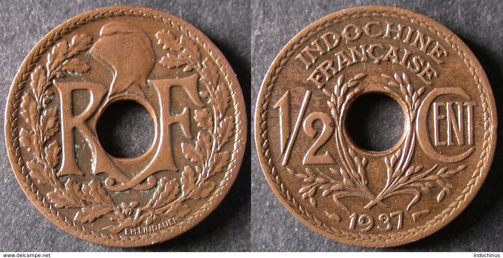 INDOCHINE  1/2 Cent 1937   INDO CHINA  FRANCE  PORT OFFERT - Kambodscha