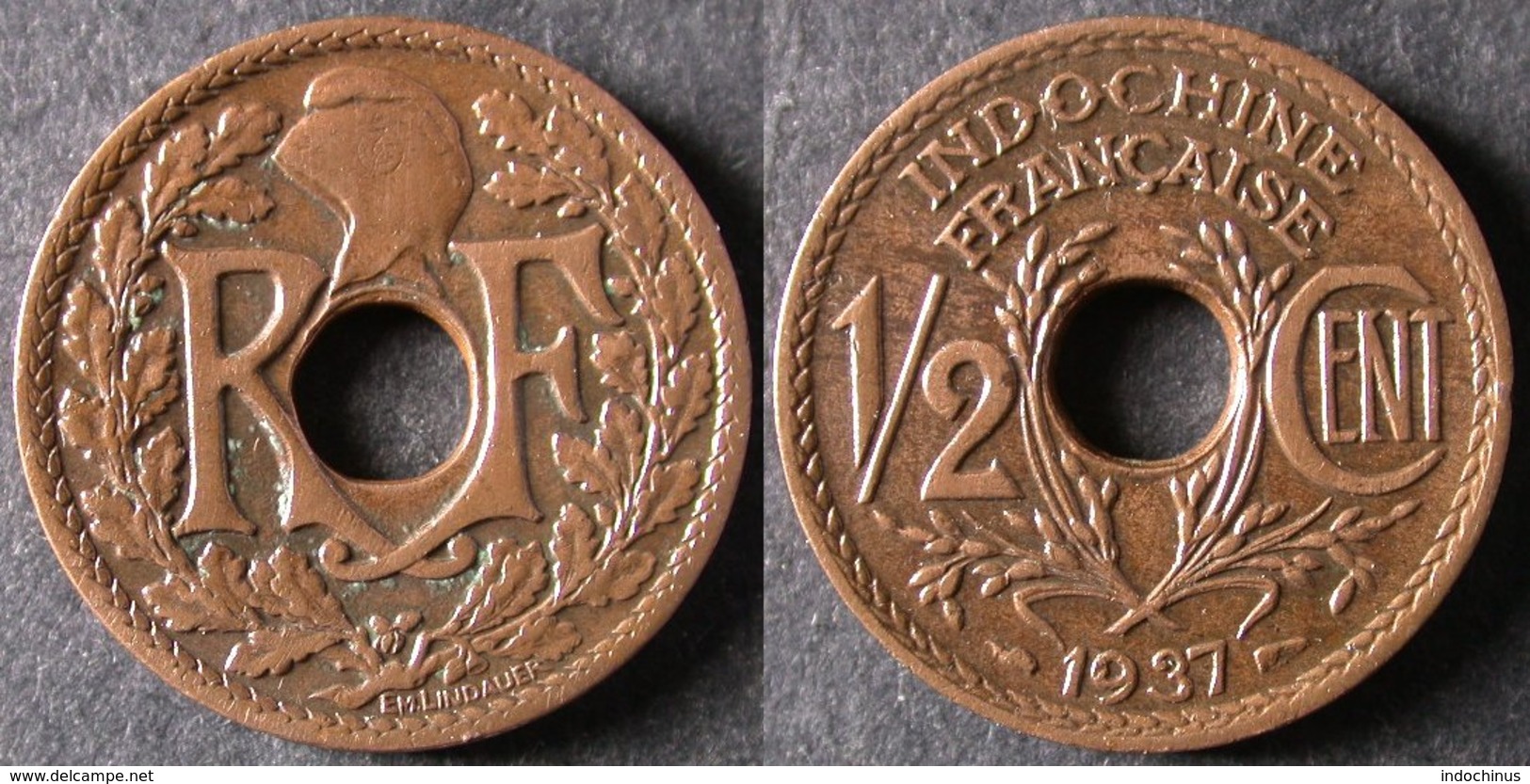 INDOCHINE  1/2 Cent 1937   INDO CHINA  FRANCE  PORT OFFERT - Laos