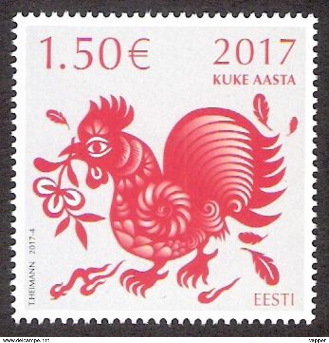 Chinese New Year &ndash; Year Of The Rooster Estonia 2017 MNH Stamp Mi 881 - Estonie