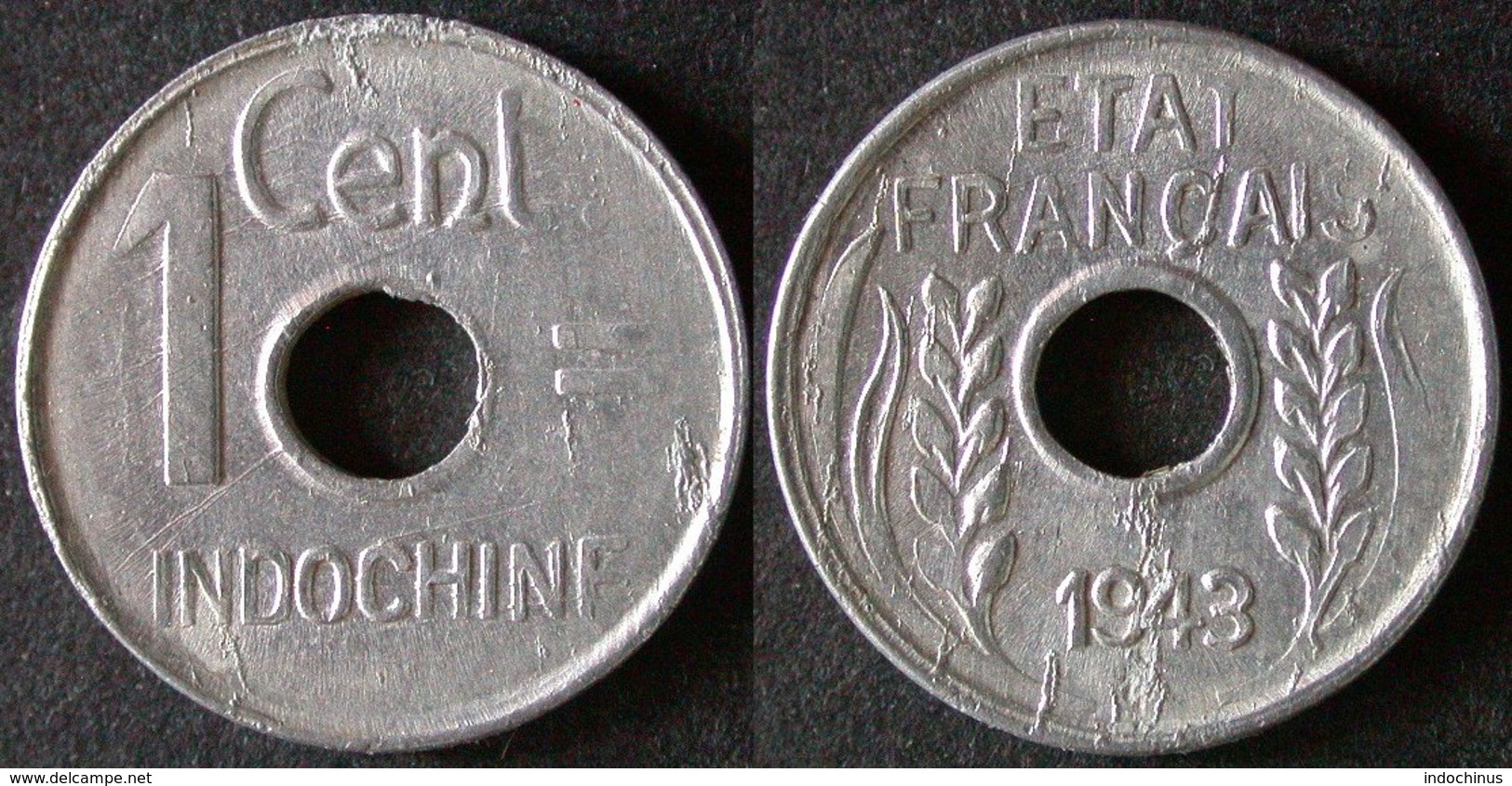 INDOCHINE FRANCAISE  1 Cent 1943  INDO CHINA  INDOCINA  PORT OFFERT - Laos