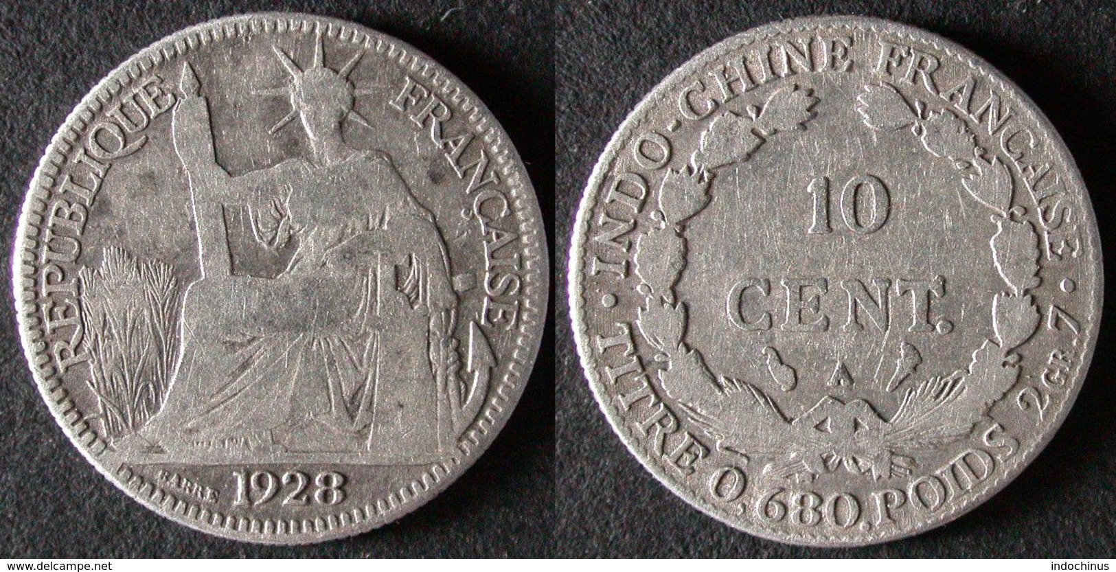 INDOCHINE  10 Cent 1928  Rare  Grosse Cotation  INDOCHINA  FRANCE  PORT OFFERT - Vietnam