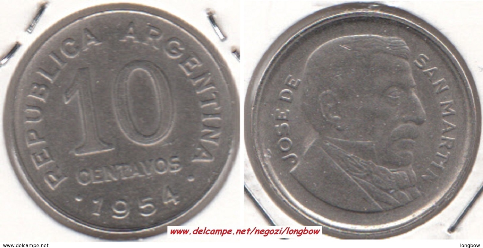 Argentina 10 Centavos 1954 KM#51 - Used - Argentina