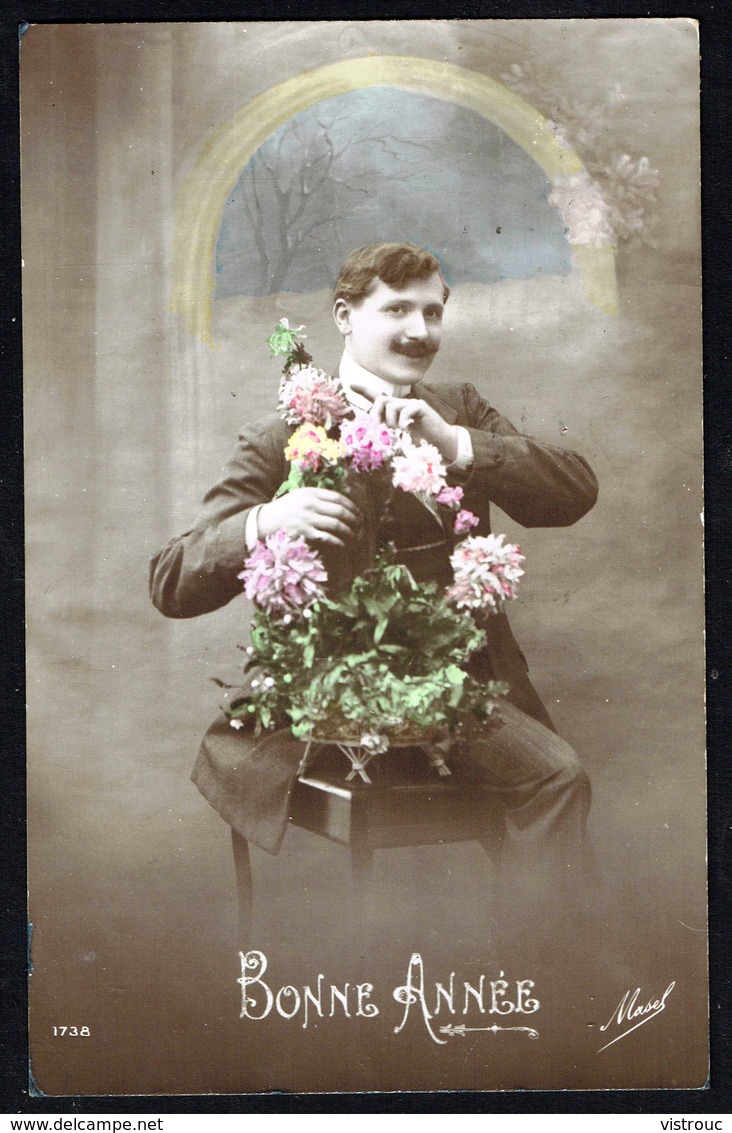 Homme à Moustache Apportant Des Fleurs - Circulé - Circulated - Gelaufen - 1912. - Hommes