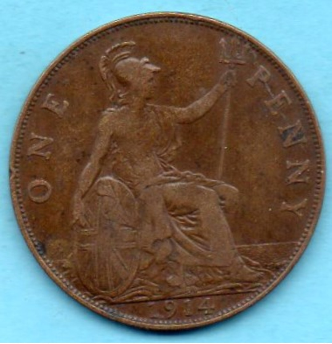 T10/  GRANDE BRETAGNE  1 PENNY 1914  GEORGES V - D. 1 Penny