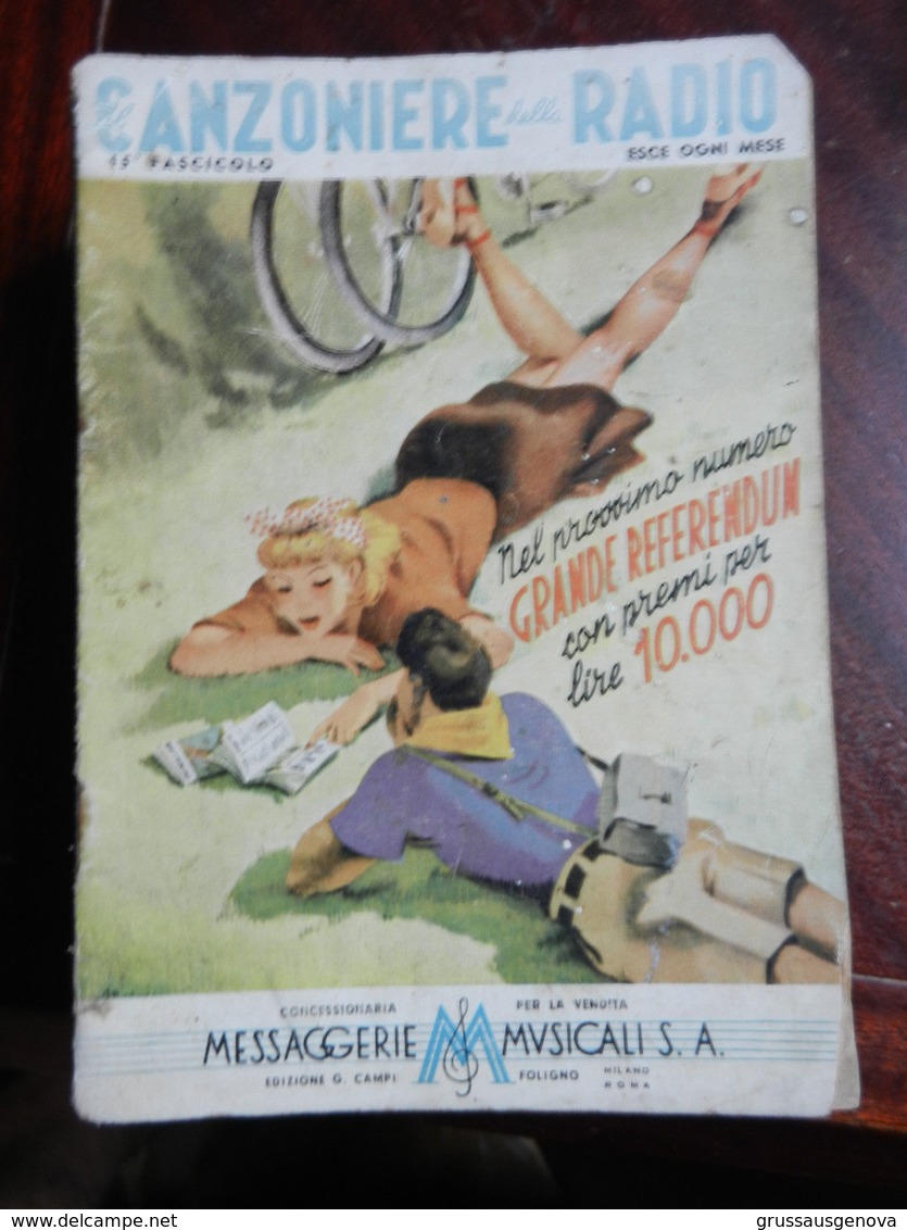 7) FASCICOLO CANZONIERE DELLA RADIO 15° FASCICOLO 1940 ILLUSTRATORE NON RILEVATO - Musica