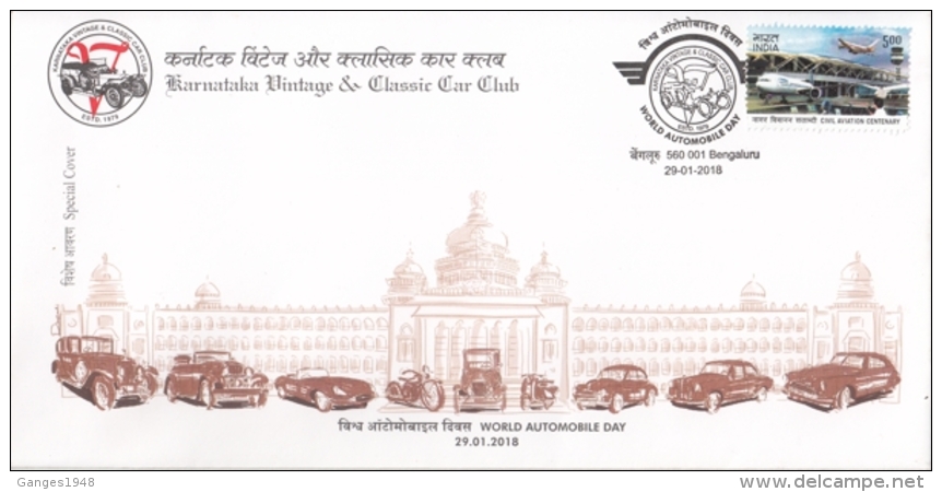 India  2018  Cars  World Automobile Day  Vintage &amp; Classic Cars  Special Cover  #  14906  D Inde Indien - Cars